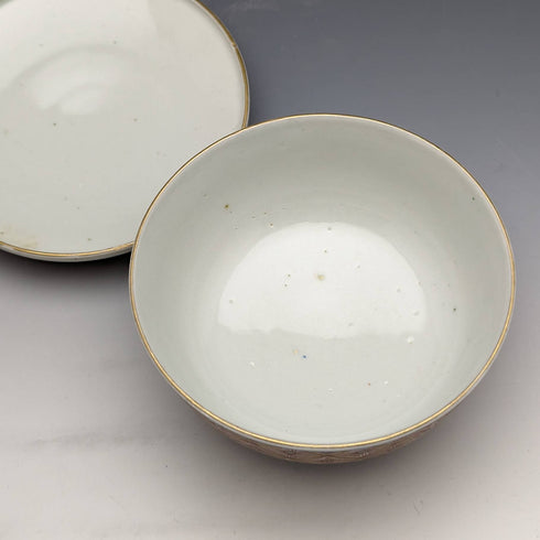 Japanese antique Meiji period Imari ware bowl with lid pair